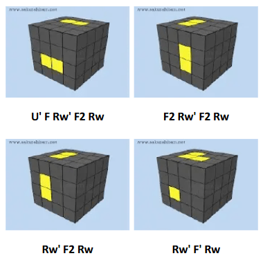 cara membuat center pieces warna kuning pada rubik 4x4