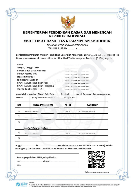 contoh sertifikat TKA SMK