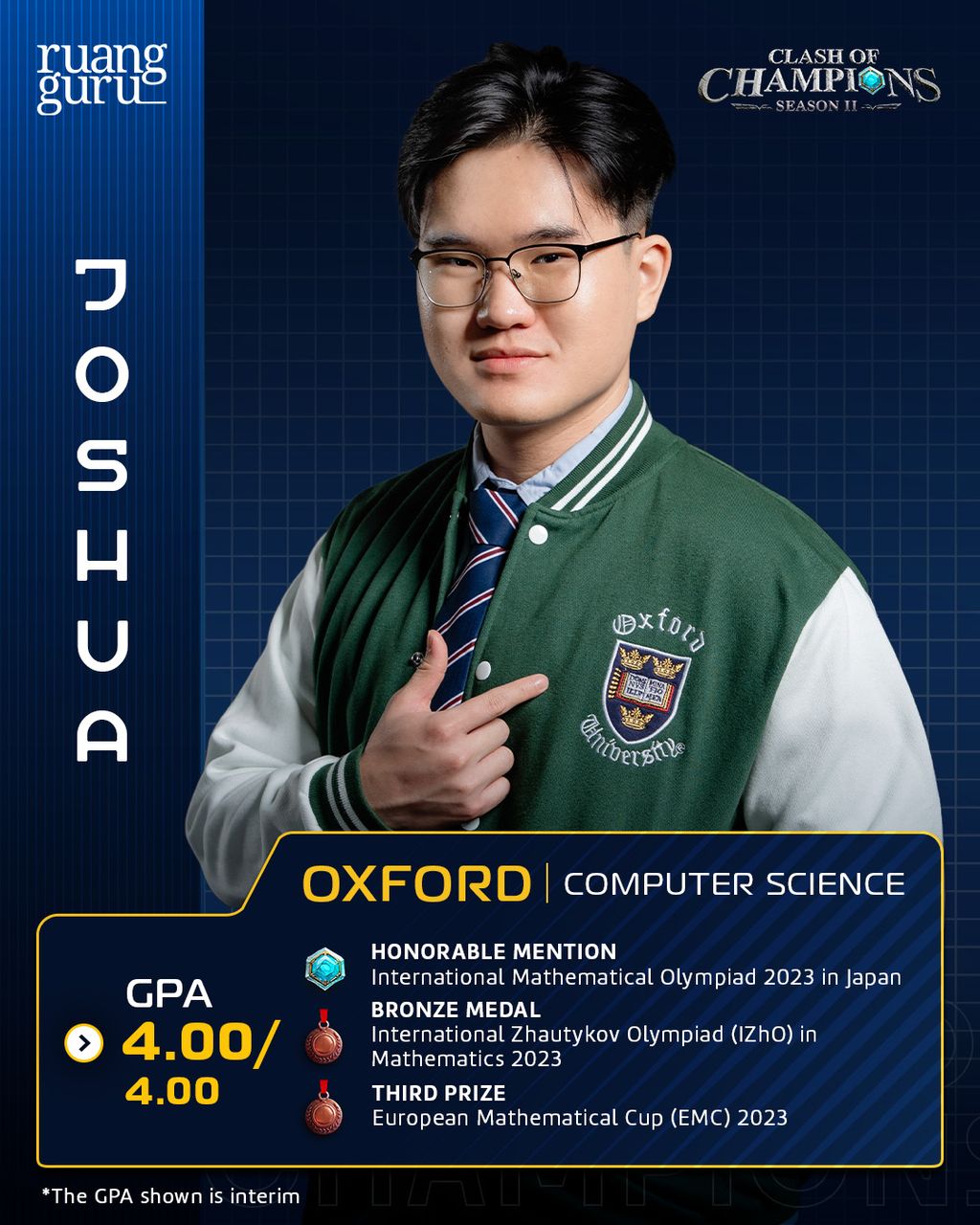 profil joshua - peserta coc season 2