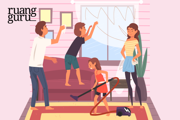Ilustrasi Cleaning a House