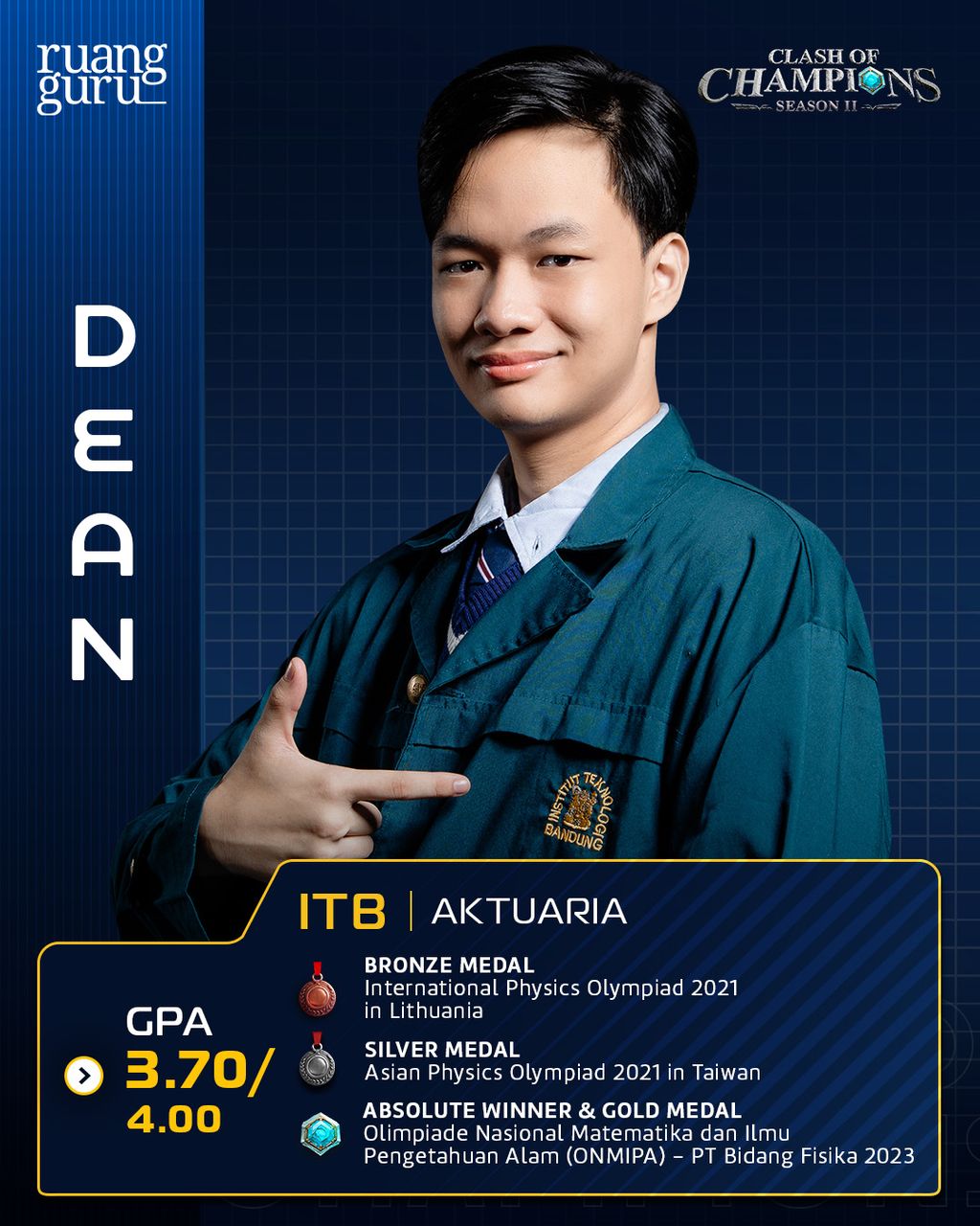 profil dean - peserta clash of champions