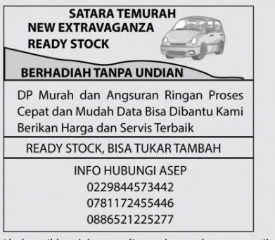 Contoh Iklan Kolom Produk Mobil