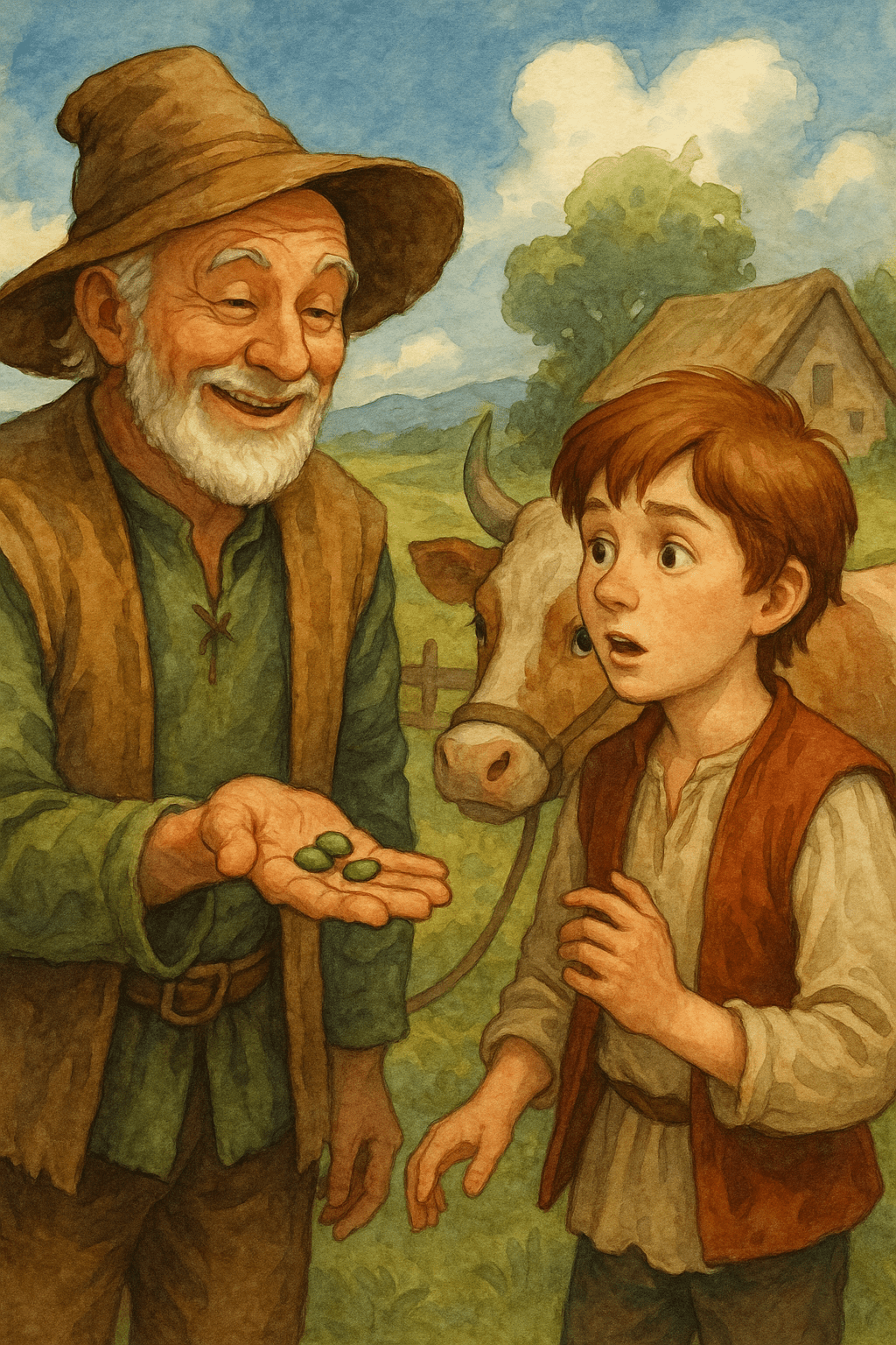 Illustration of the story of Jack and the Beanstalk