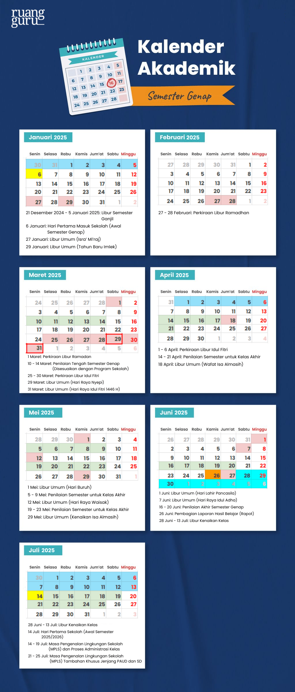 Kalender Pendidikan Semester Genap 2024-2025