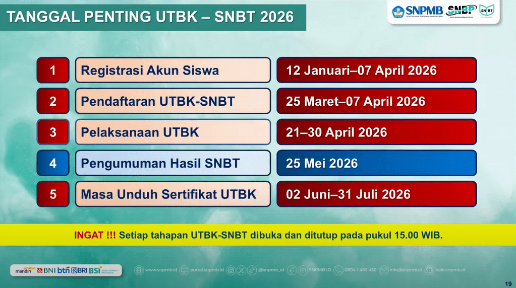 jadwal utbk snbt 2026