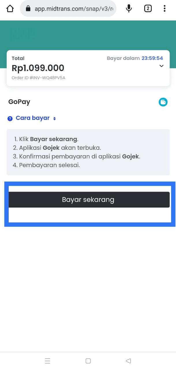 Konfirmasi pembayaran GoPay