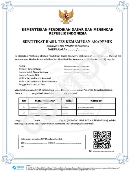 contoh sertifikat tka sd dan smp
