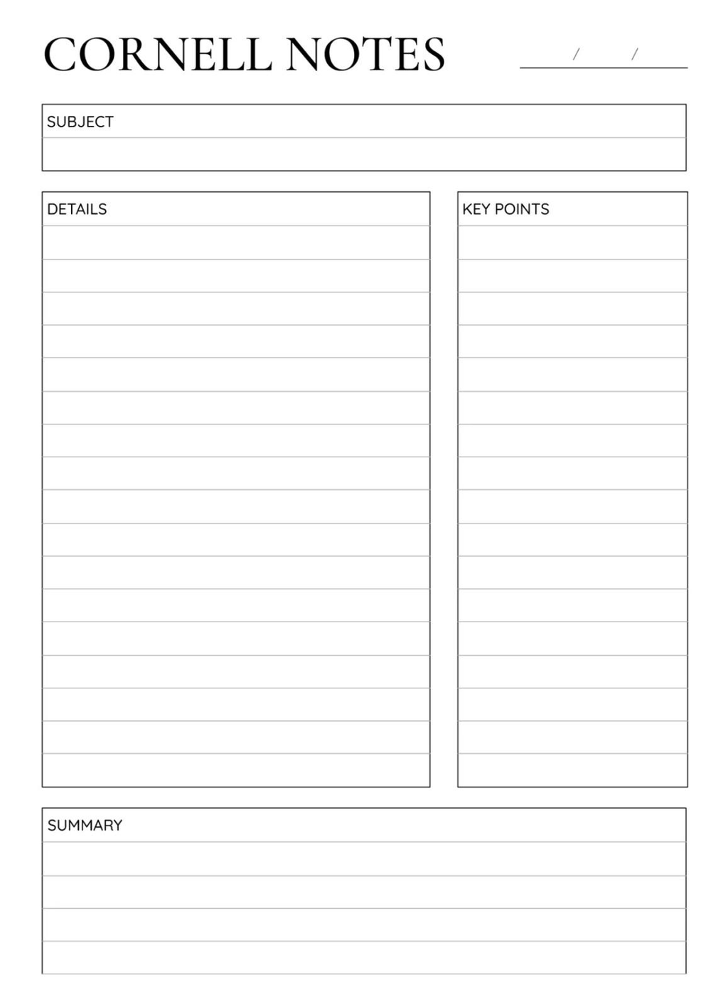cornell notes template