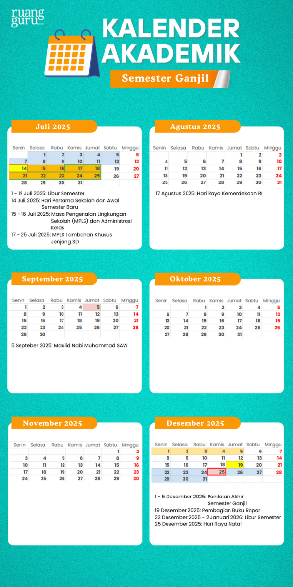 kalender pendidikan 2025/2026 semester ganjil