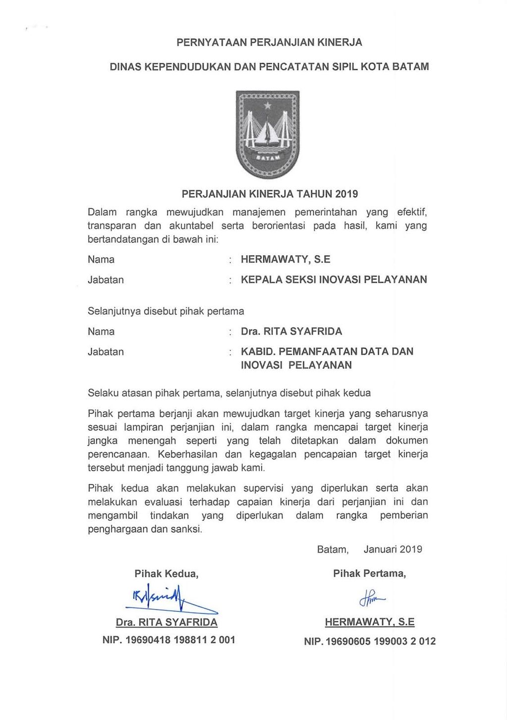 Contoh Surat Pernyataan Perjanjian Kinerja