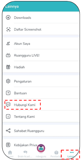 Screenshot menu Lainnya