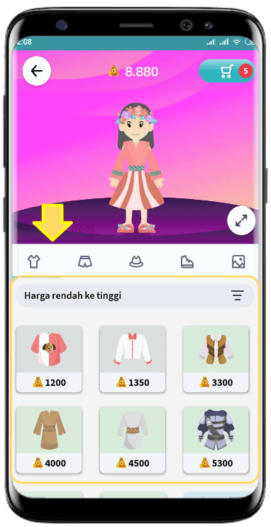 Screenshot aksesoris dan harganya